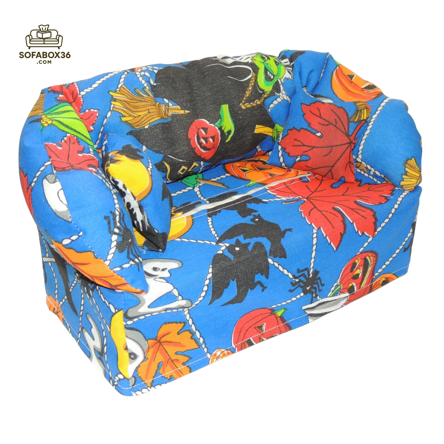 Taschentuchbox Überzug als Sofa dargestellt. Halloween