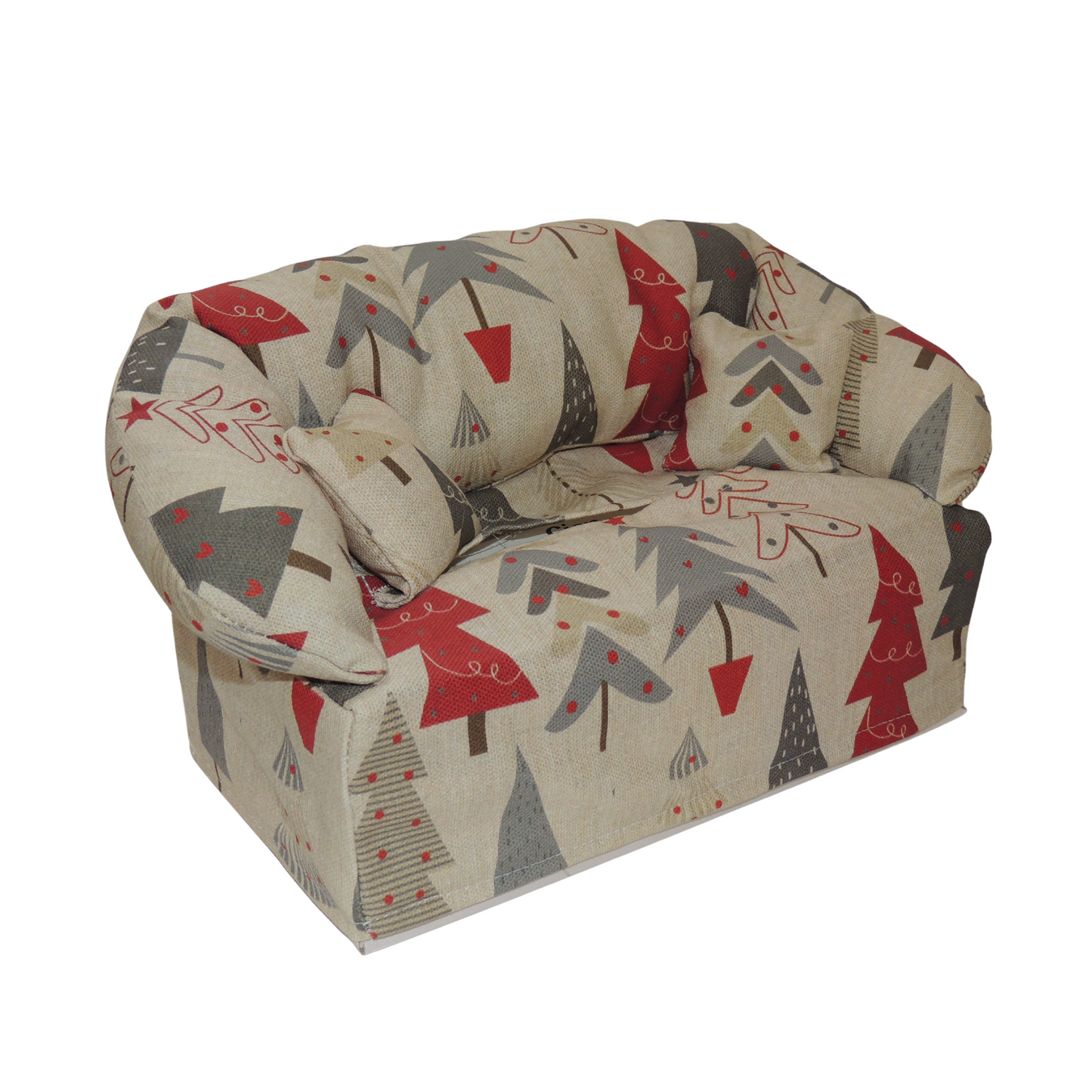 Taschentuchbox Überzug als Sofa dargestellt. Weihnachten