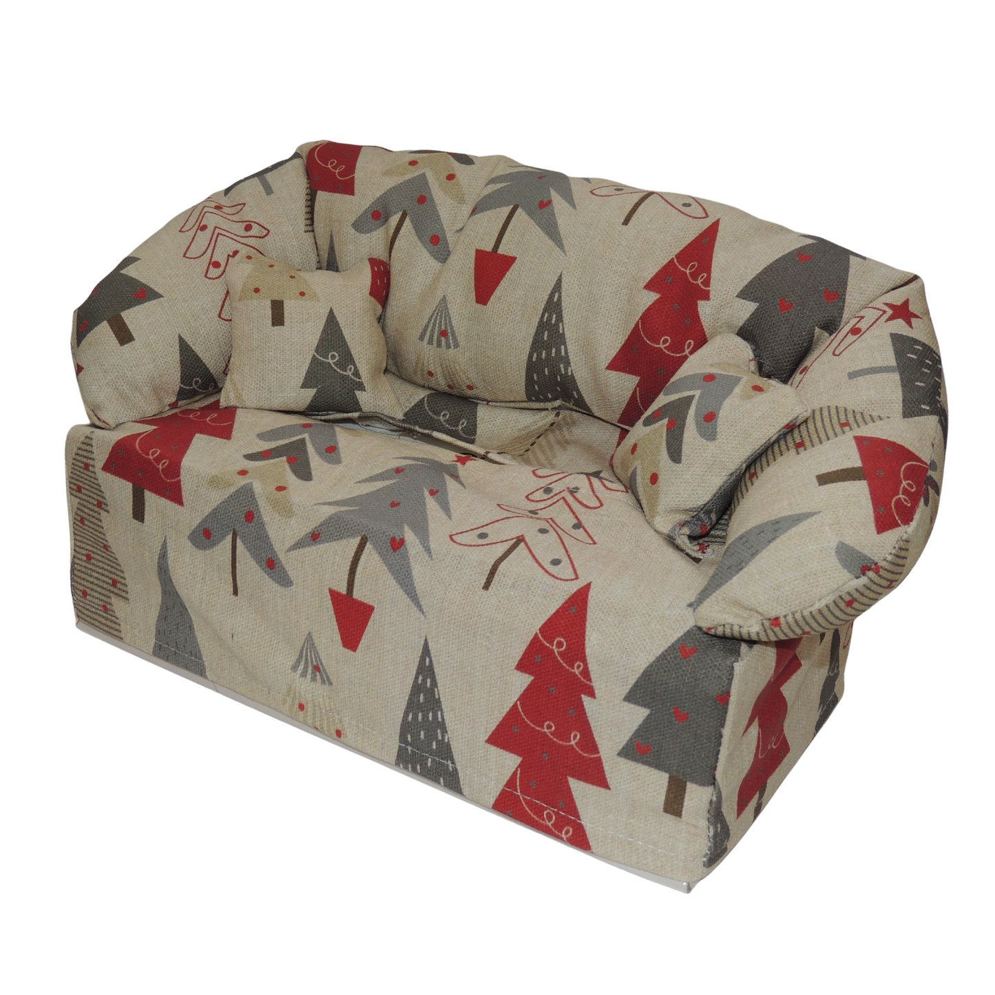 Taschentuchbox Überzug als Sofa dargestellt. Weihnachten
