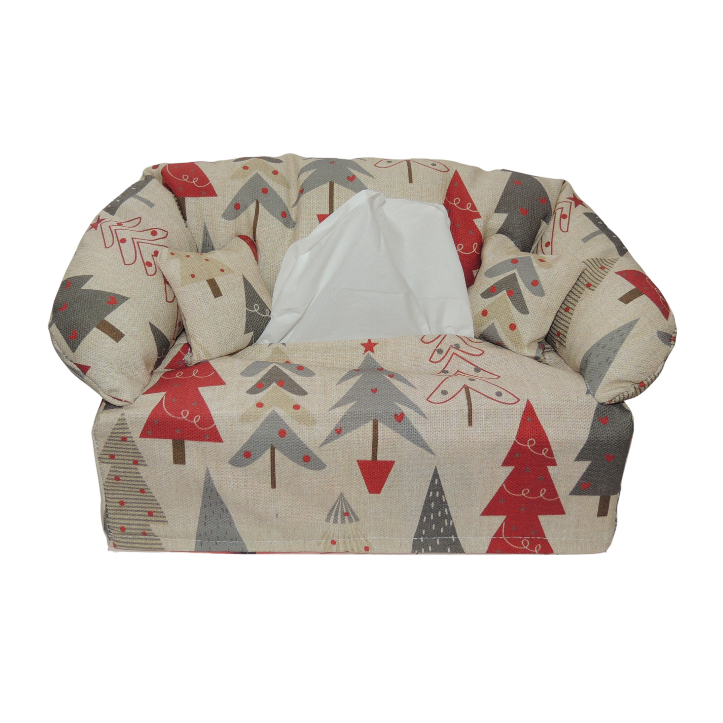Taschentuchbox Überzug als Sofa dargestellt. Weihnachten