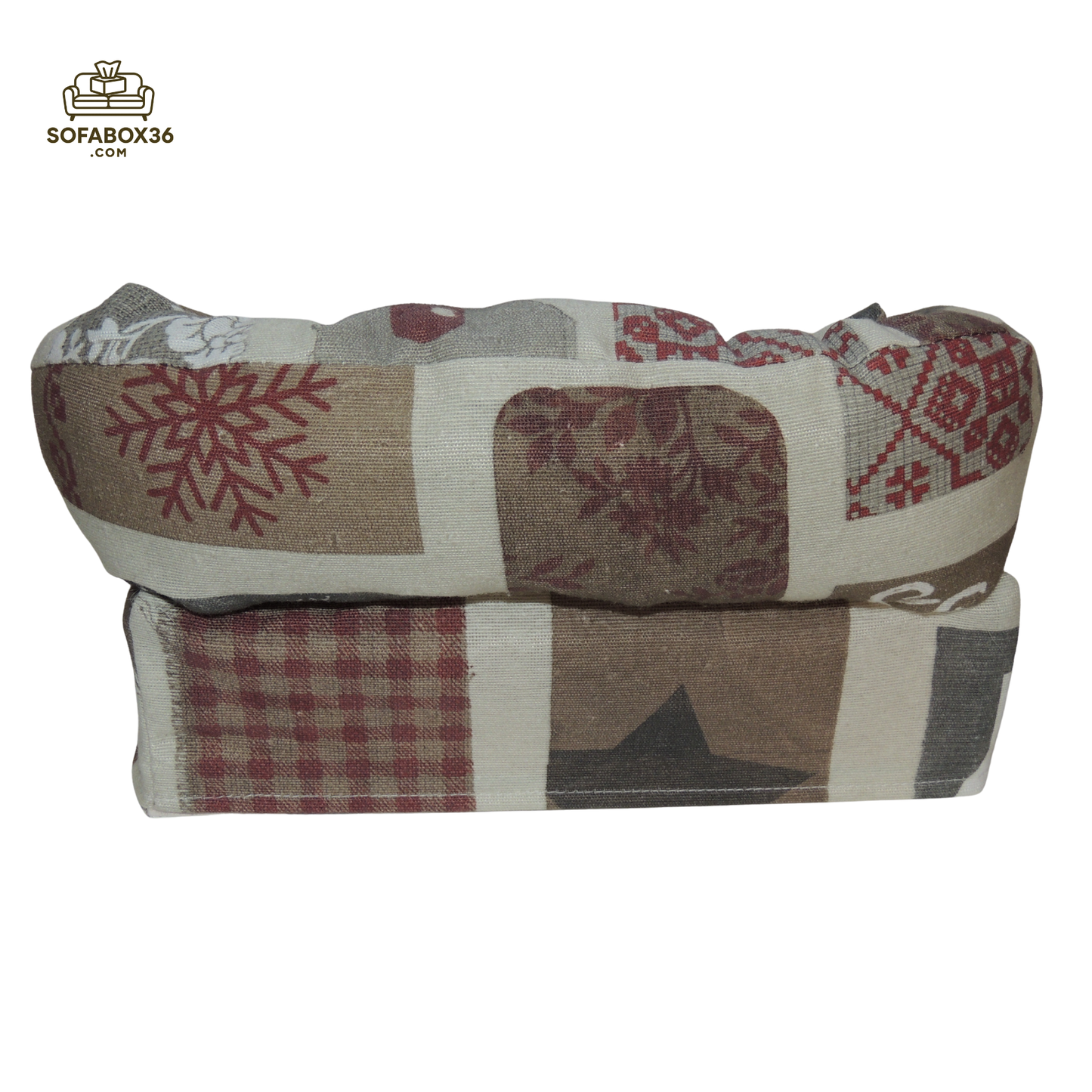 Taschentuchbox Überzug als Sofa dargestellt. Weihnachten