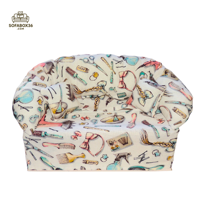 Tissue box cover depicted as a sofa. Hairdresser