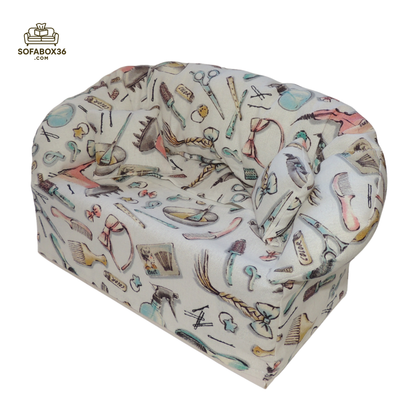 Tissue box cover depicted as a sofa. Hairdresser