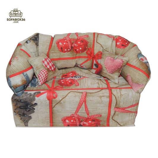 Taschentuchbox Überzug als Sofa dargestellt. Weihnachten