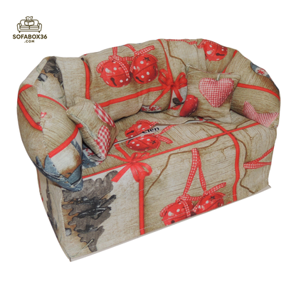 Taschentuchbox Überzug als Sofa dargestellt. Weihnachten