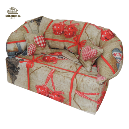 Taschentuchbox Überzug als Sofa dargestellt. Weihnachten